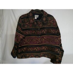 Coldwater Creek Womens PXL‎ Jacket Tapestry Floral Button Up Casual